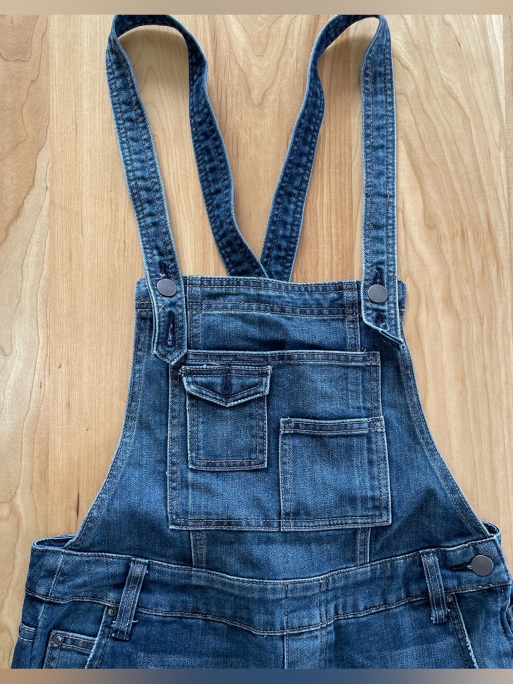 Free People Denim Overall Bibs Distressed Utility Stretch Size 26 - Picture 2 of 9